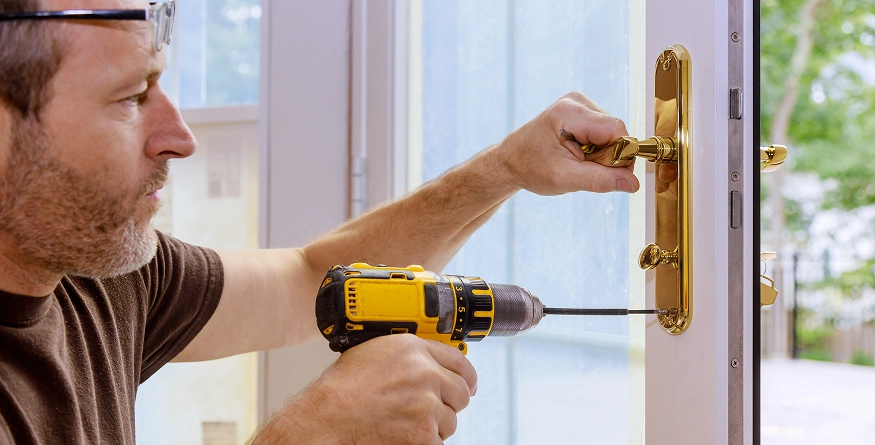 Door and lock hardware close-up used as illustrative service imagery